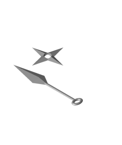 Kunai and Shuriken Free STL – Fan Art Naruto Ninja Set V2